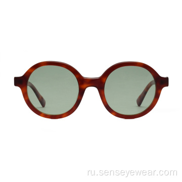 Custom Logo Unisex UV400 Круглый поляризованные солнцезащитные очки ацетата
